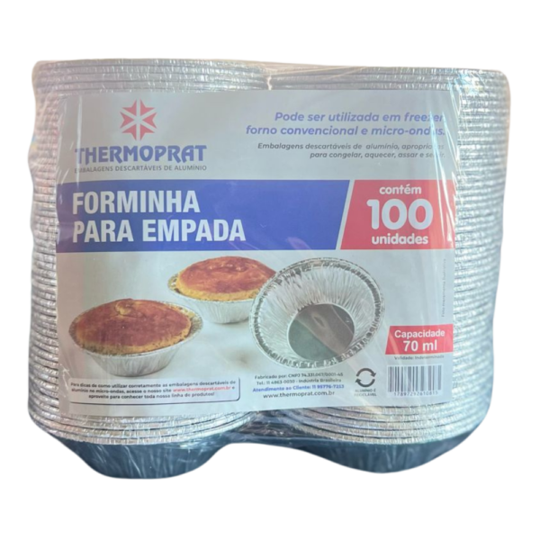 Forminhas para empada 70ml alumínio descartável c/100 Thermoprat